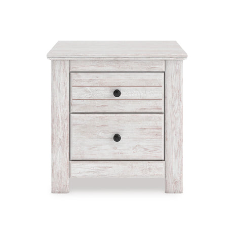 Makidern Whitewash Two Drawer Nightstand by Ashley at Eve Furniture