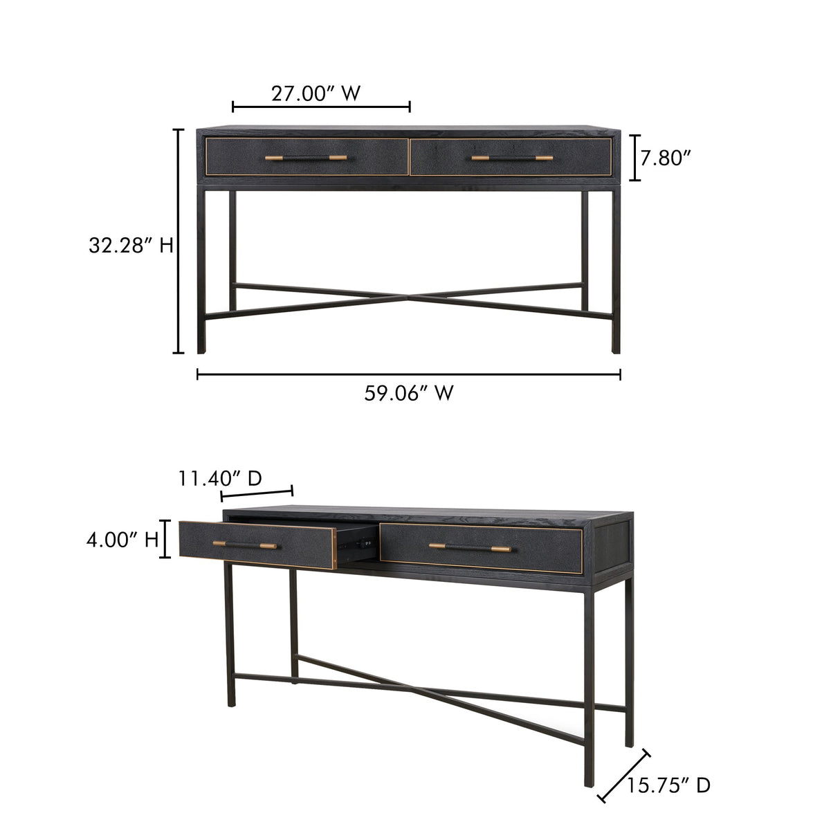 Mako Black Console Table by Moe's Home at Eve Furniture