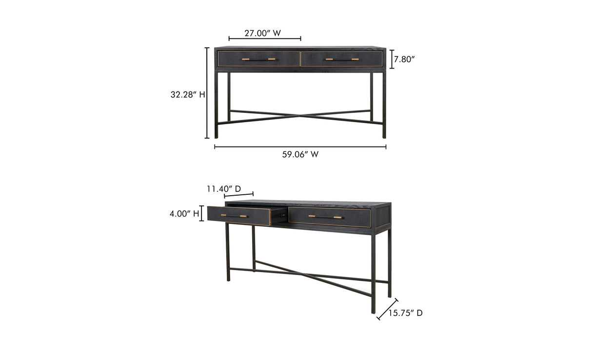 Mako Console Table Black by Moe's Home at Eve Furniture