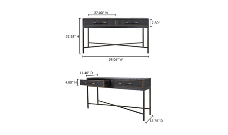 Mako Console Table Black by Moe's Home at Eve Furniture