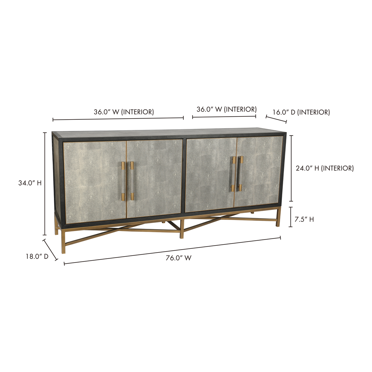 Mako Grey Small Sideboard by Moe's Home at Eve Furniture