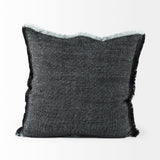 Malia Black and Teal Fabric Fringed Pillow Cover by Mercana at Eve Furniture