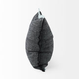 Malia Black and Teal Fabric Fringed Pillow Cover by Mercana at Eve Furniture