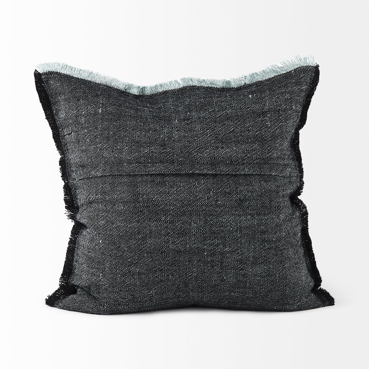 Malia Black and Teal Fabric Fringed Pillow Cover by Mercana at Eve Furniture