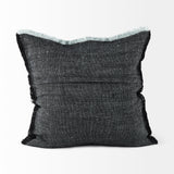 Malia Black and Teal Fabric Fringed Pillow Cover by Mercana at Eve Furniture