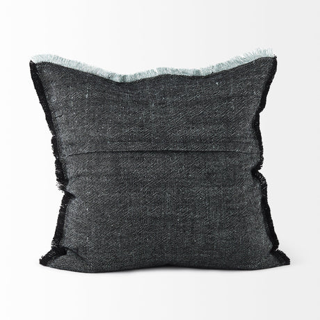 Malia Black and Teal Fabric Fringed Pillow Cover by Mercana at Eve Furniture