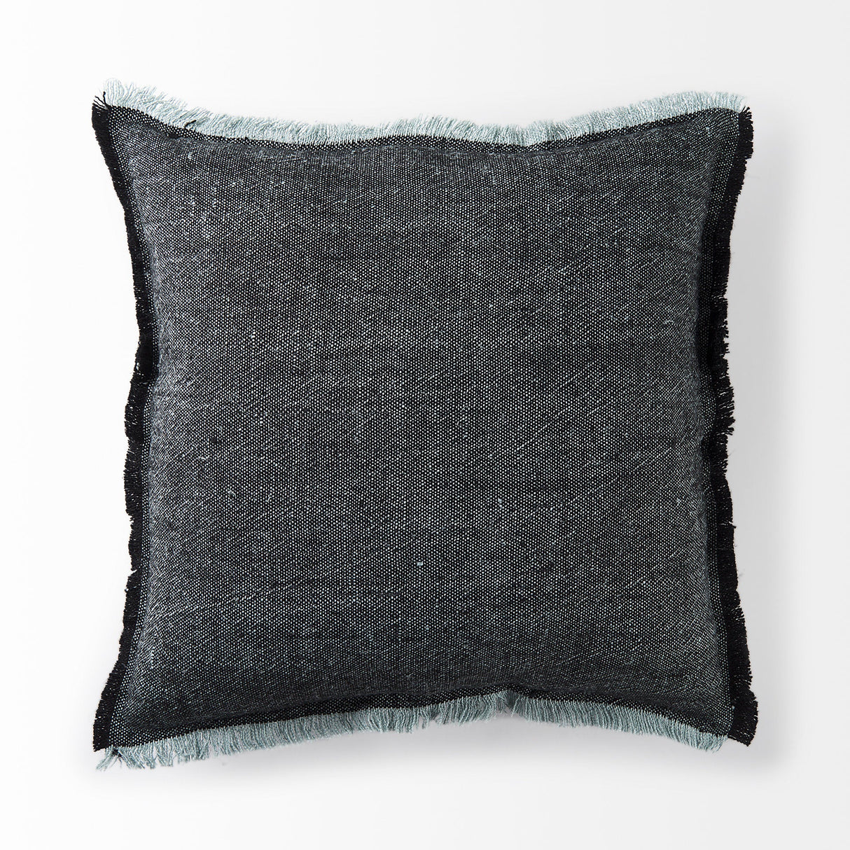Malia Black and Teal Fabric Fringed Pillow Cover by Mercana at Eve Furniture