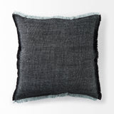 Malia Black and Teal Fabric Fringed Pillow Cover by Mercana at Eve Furniture