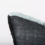 Malia Black and Teal Fabric Fringed Pillow Cover by Mercana at Eve Furniture