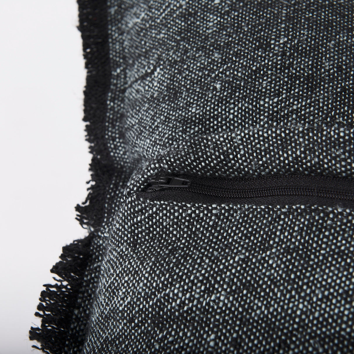 Malia Black and Teal Fabric Fringed Pillow Cover by Mercana at Eve Furniture