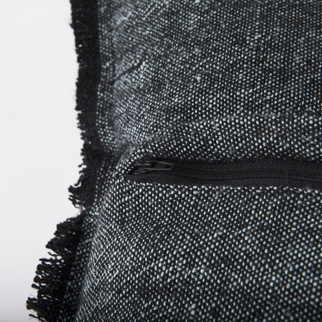 Malia Black and Teal Fabric Fringed Pillow Cover by Mercana at Eve Furniture