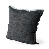 Malia Black and Teal Fabric Fringed Pillow Cover by Mercana at Eve Furniture