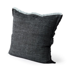 Malia Black and Teal Fabric Fringed Pillow Cover by Mercana at Eve Furniture