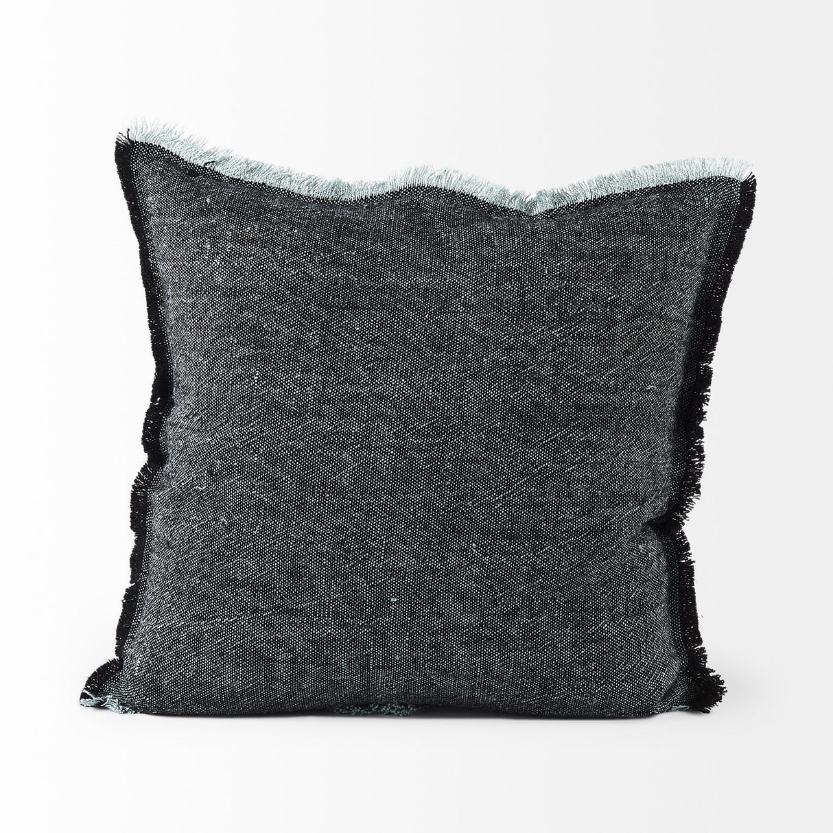 Malia Black and Teal Fabric Fringed Pillow Cover w/Non-Allergen Filler, Set of 2 by Mercana at Eve Furniture