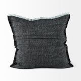 Malia Black and Teal Fabric Fringed Pillow Cover w/Non-Allergen Filler, Set of 2 by Mercana at Eve Furniture