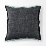 Malia Black and Teal Fabric Fringed Pillow Cover w/Non-Allergen Filler, Set of 2 by Mercana at Eve Furniture