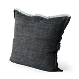 Malia Black and Teal Fabric Fringed Pillow Cover w/Non-Allergen Filler, Set of 2 by Mercana at Eve Furniture