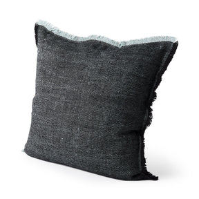 Malia Black and Teal Fabric Fringed Pillow Cover w/Non-Allergen Filler, Set of 2 by Mercana at Eve Furniture