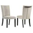 Malia Upholstered Solid Back Dining Side Chair Beige and Black (Set of 2) by Coaster at Eve Furniture
