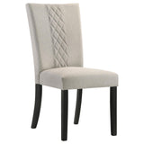 Malia Upholstered Solid Back Dining Side Chair Beige and Black (Set of 2) by Coaster at Eve Furniture