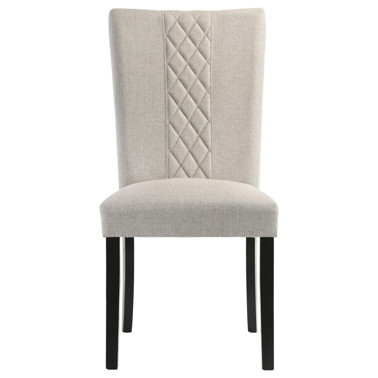 Malia Upholstered Solid Back Dining Side Chair Beige and Black (Set of 2) by Coaster at Eve Furniture
