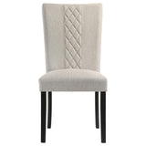 Malia Upholstered Solid Back Dining Side Chair Beige and Black (Set of 2) by Coaster at Eve Furniture