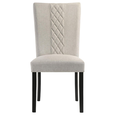 Malia Upholstered Solid Back Dining Side Chair Beige and Black (Set of 2) by Coaster at Eve Furniture