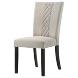 Malia Upholstered Solid Back Dining Side Chair Beige and Black (Set of 2) by Coaster at Eve Furniture
