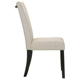Malia Upholstered Solid Back Dining Side Chair Beige and Black (Set of 2) by Coaster at Eve Furniture