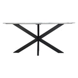 Malibu 70" Oval Dining Table in Satvario White Marble with Black Base by Home Trends & Design at Eve Furniture