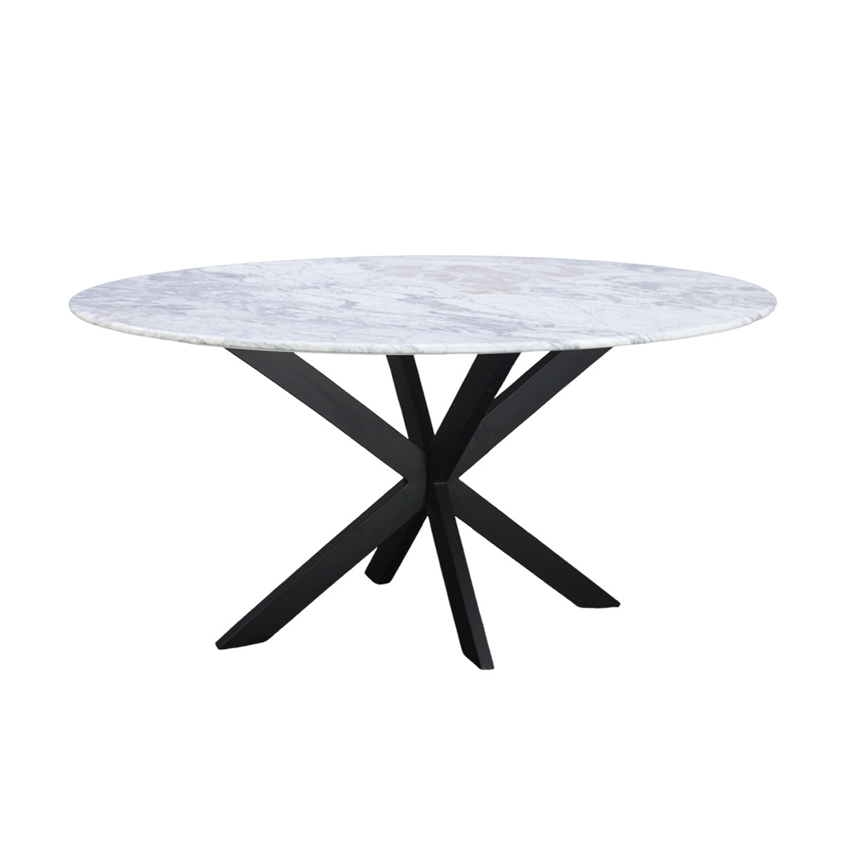 Malibu 70" Oval Dining Table in Satvario White Marble with Black Base by Home Trends & Design at Eve Furniture
