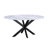 Malibu 70" Oval Dining Table in Satvario White Marble with Black Base by Home Trends & Design at Eve Furniture