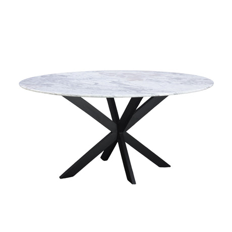 Malibu 70" Oval Dining Table in Satvario White Marble with Black Base by Home Trends & Design at Eve Furniture