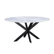 Malibu 70" Oval Dining Table in Satvario White Marble with Black Base by Home Trends & Design at Eve Furniture