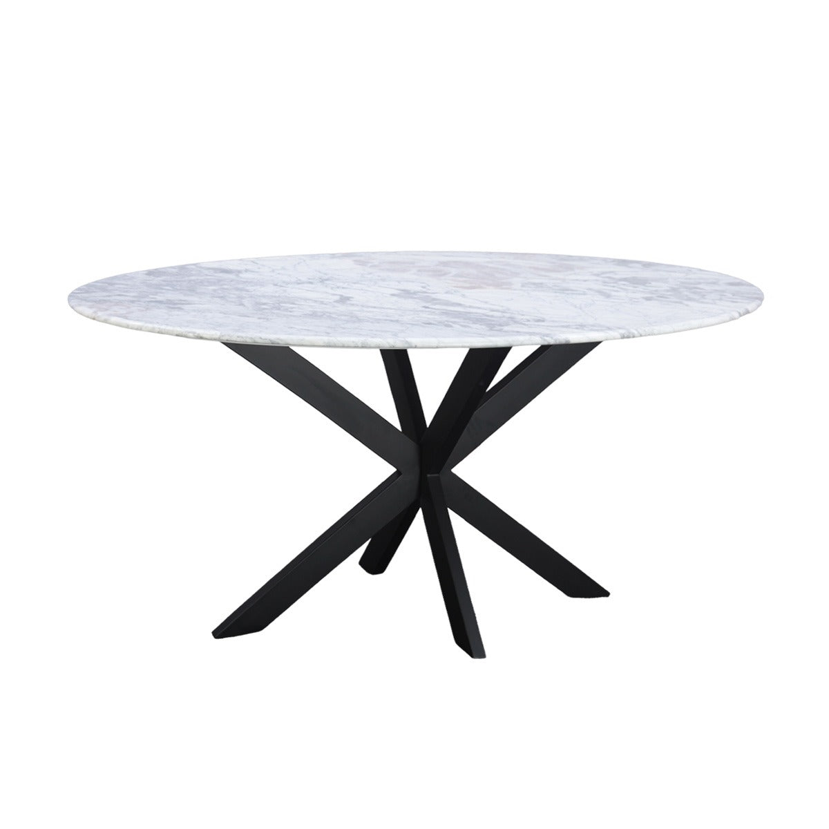 Malibu 70" Oval Dining Table in Satvario White Marble with Black Base by Home Trends & Design at Eve Furniture