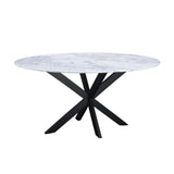 Malibu 70" Oval Dining Table in Satvario White Marble with Black Base by Home Trends & Design at Eve Furniture