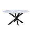 Malibu 70" Oval Dining Table in Satvario White Marble with Black Base by Home Trends & Design at Eve Furniture