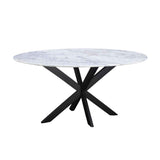 Malibu 70" Oval Dining Table in Satvario White Marble with Black Base by Home Trends & Design at Eve Furniture