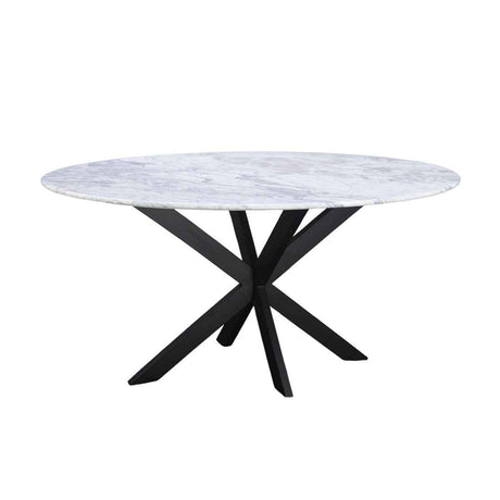 Malibu 70" Oval Dining Table in Satvario White Marble with Black Base by Home Trends & Design at Eve Furniture