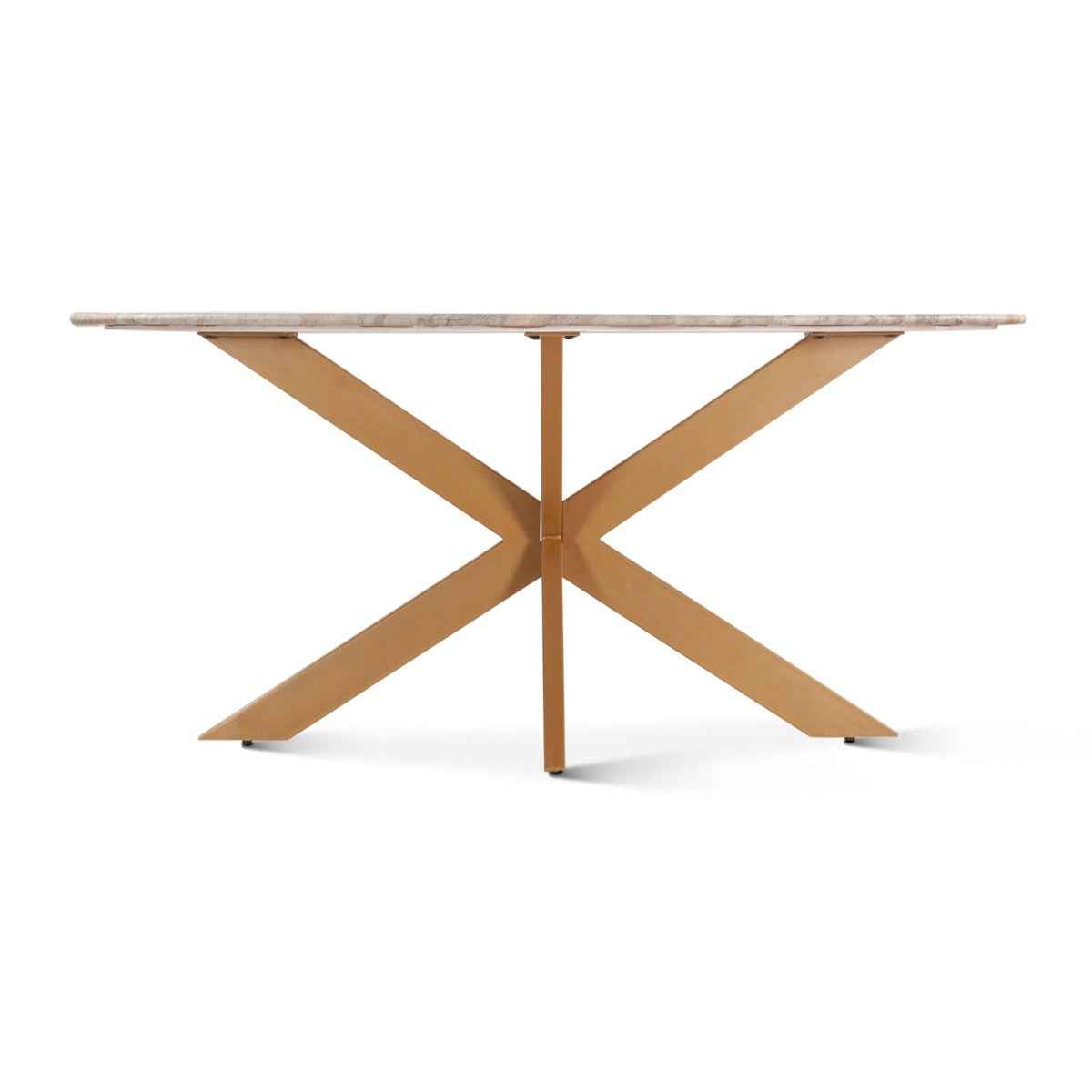 Malibu 70" Oval Dining Table in Sawar Marble with Antique Gold Base by Home Trends & Design at Eve Furniture