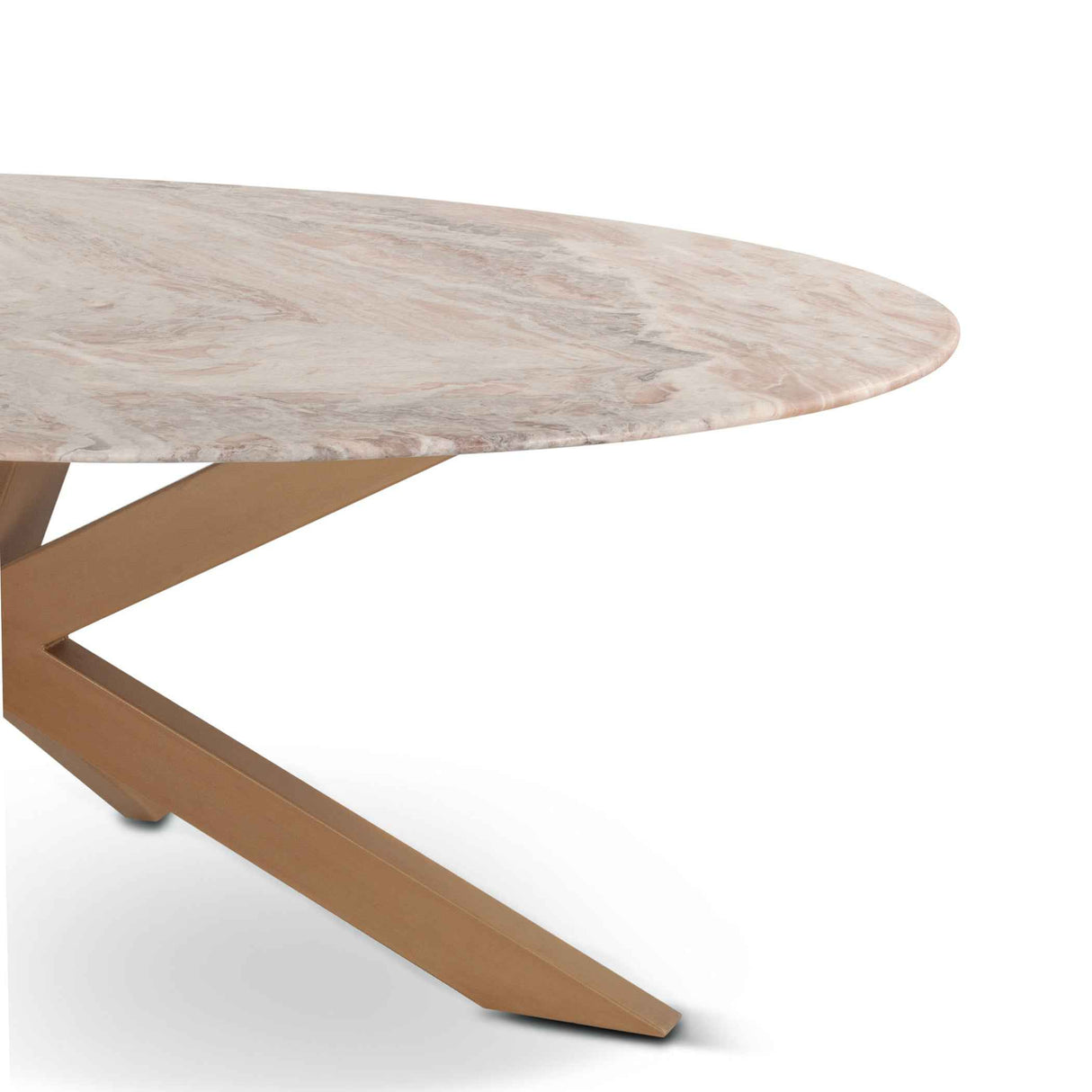 Malibu 70" Oval Dining Table in Sawar Marble with Antique Gold Base by Home Trends & Design at Eve Furniture