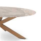 Malibu 70" Oval Dining Table in Sawar Marble with Antique Gold Base by Home Trends & Design at Eve Furniture