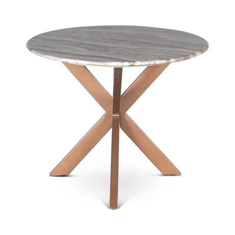 Malibu 70" Oval Dining Table in Sawar Marble with Antique Gold Base by Home Trends & Design at Eve Furniture