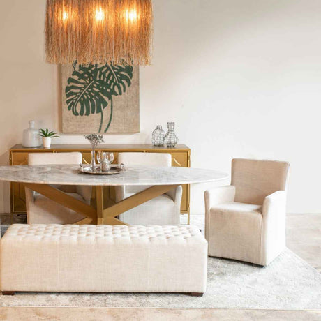 Malibu 70" Oval Dining Table in Sawar Marble with Antique Gold Base by Home Trends & Design at Eve Furniture