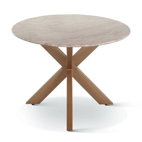 Malibu 70" Oval Dining Table in Sawar Marble with Antique Gold Base by Home Trends & Design at Eve Furniture