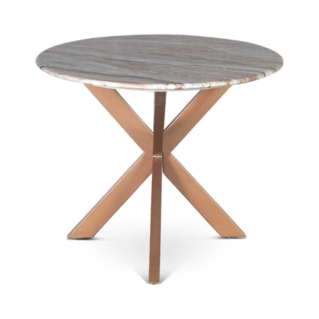 Malibu 70" Oval Dining Table in Sawar Marble with Antique Gold Base by Home Trends & Design at Eve Furniture