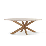 Malibu 70" Oval Dining Table in Sawar Marble with Antique Gold Base by Home Trends & Design at Eve Furniture