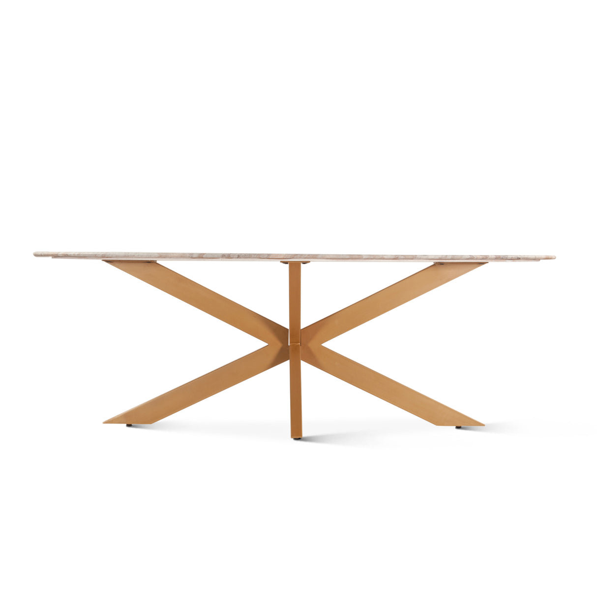 Malibu 90" Oval Dining Table in Sawar Marble with Antique Gold Base by Home Trends & Design at Eve Furniture