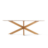 Malibu 90" Oval Dining Table in Sawar Marble with Antique Gold Base by Home Trends & Design at Eve Furniture