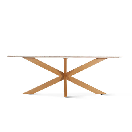 Malibu 90" Oval Dining Table in Sawar Marble with Antique Gold Base by Home Trends & Design at Eve Furniture